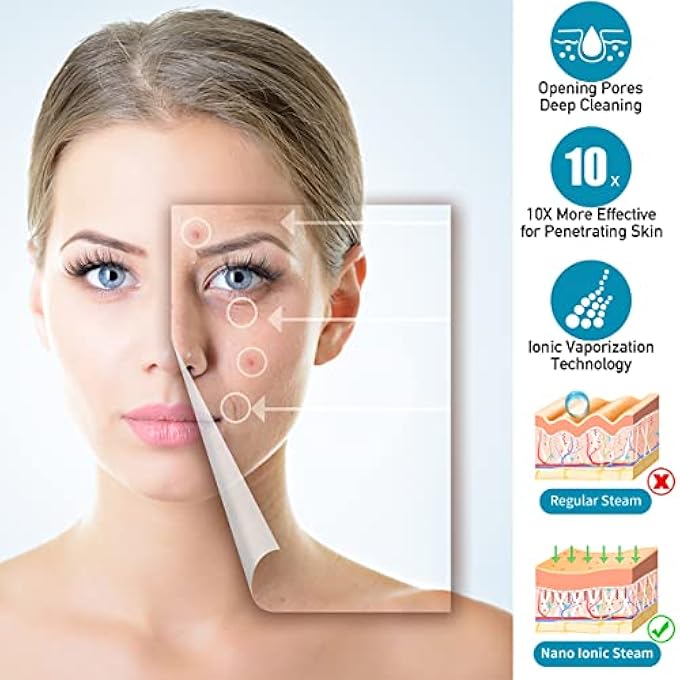 DENFANY FACIAL STEAMER - NANO IONIC FACE STEAMER WITH EXTENDABLE 360 ROTATING ARM - PORTABLE FACIAL STEAMER FOR PERSONAL CARE AT HOME OR SALON (BLUE) - Image 4